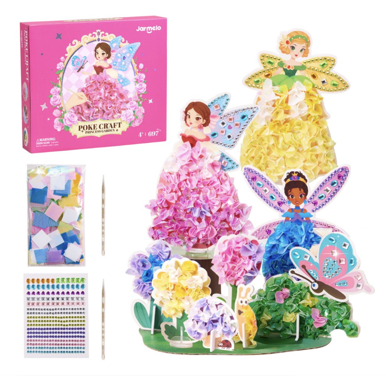 3-in-1 Princess Garden Dress Making Poke Arts and Crafts Set