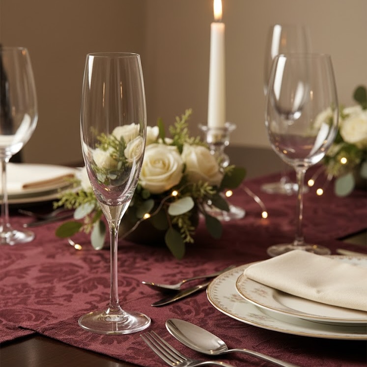 6x 230ml Sophia Crystal Champagne Flutes