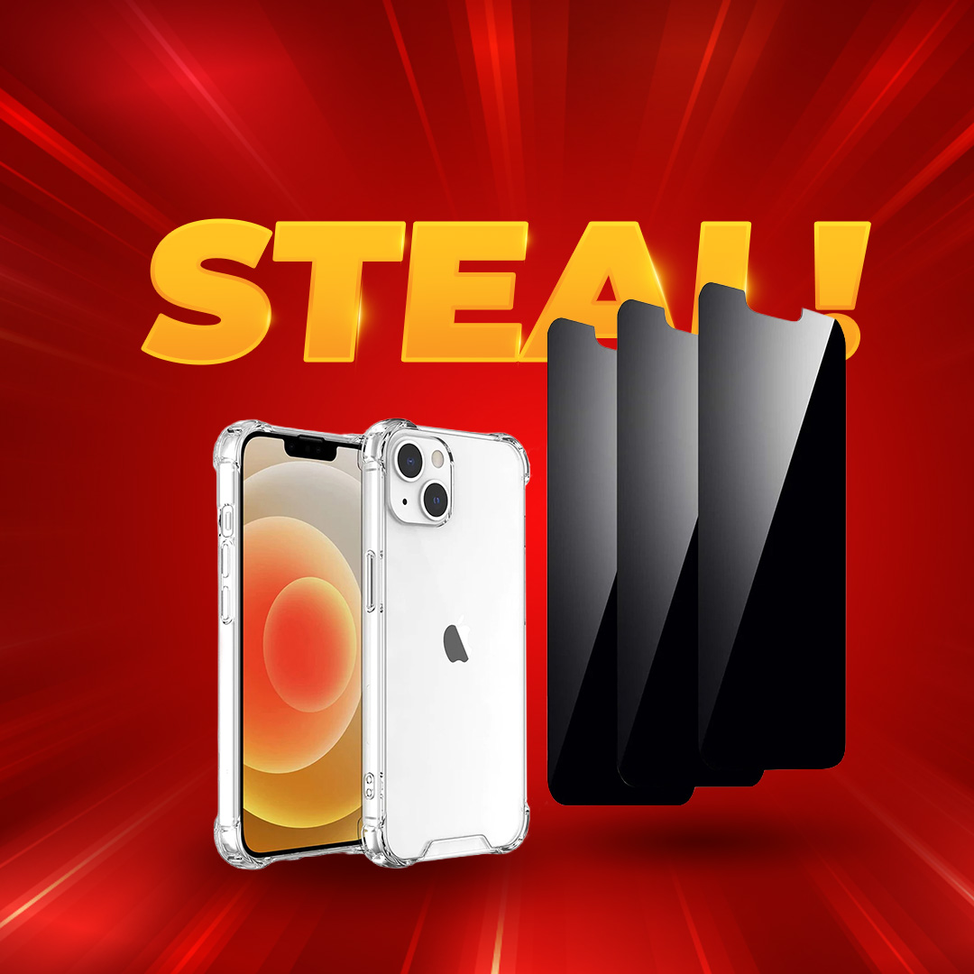 1x Case and 3x Privacy Tempered Glass Screen Protectors for iPhone or Samsung