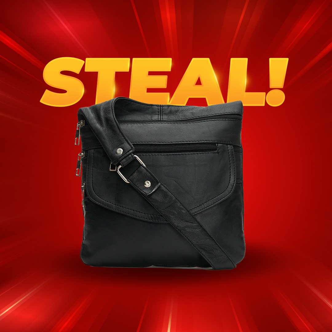 Genuine Leather Sling Bag with Pockets