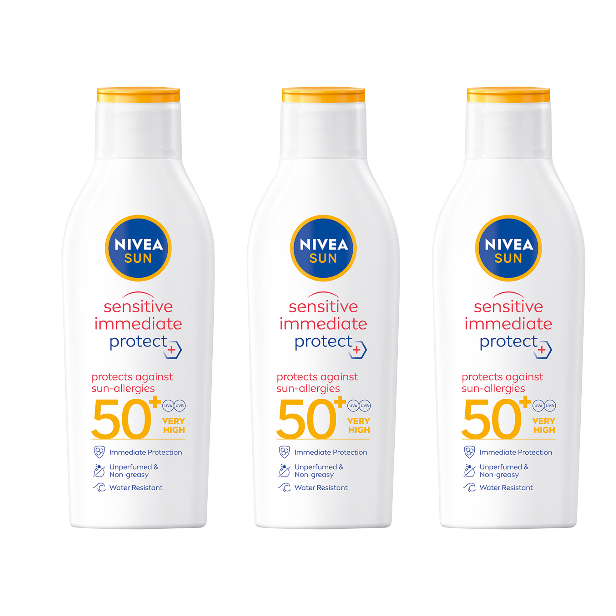 3x 200ml SPF50+ Sensitive Immediate Protection Adult Lotions
