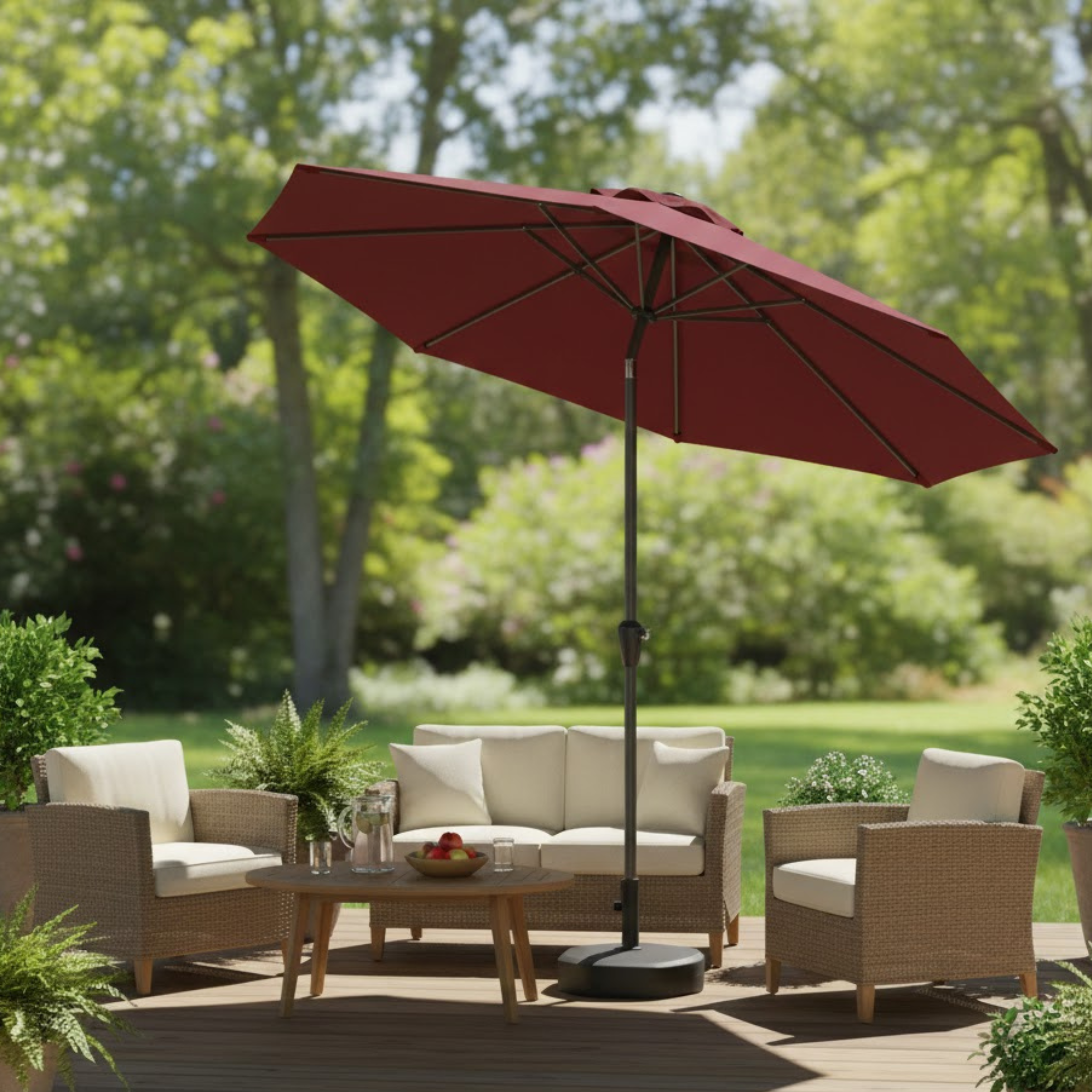 2.7m Crank and Tilt Patio Umbrella with Base