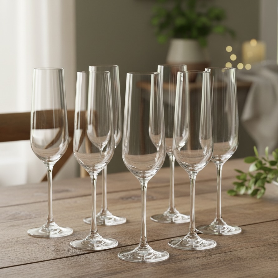 6x 220ml Champagne Flutes