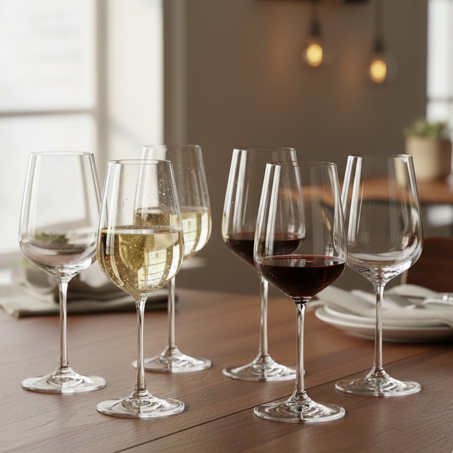 6x 360ml Crystal Wine Glasses