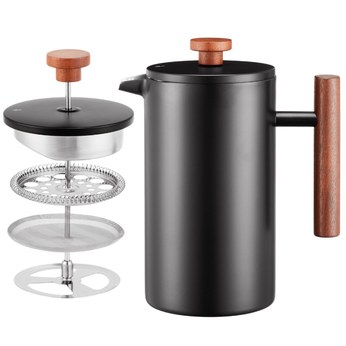 1L Double Wall French Press with Bamboo Handle