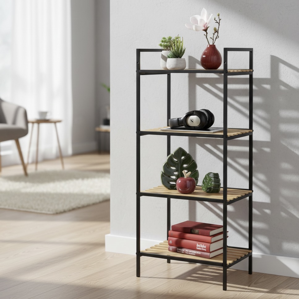 4-Tier Natural Bamboo Bathroom Rack