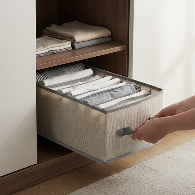 2x 9-Grid Foldable Drawer Organisers