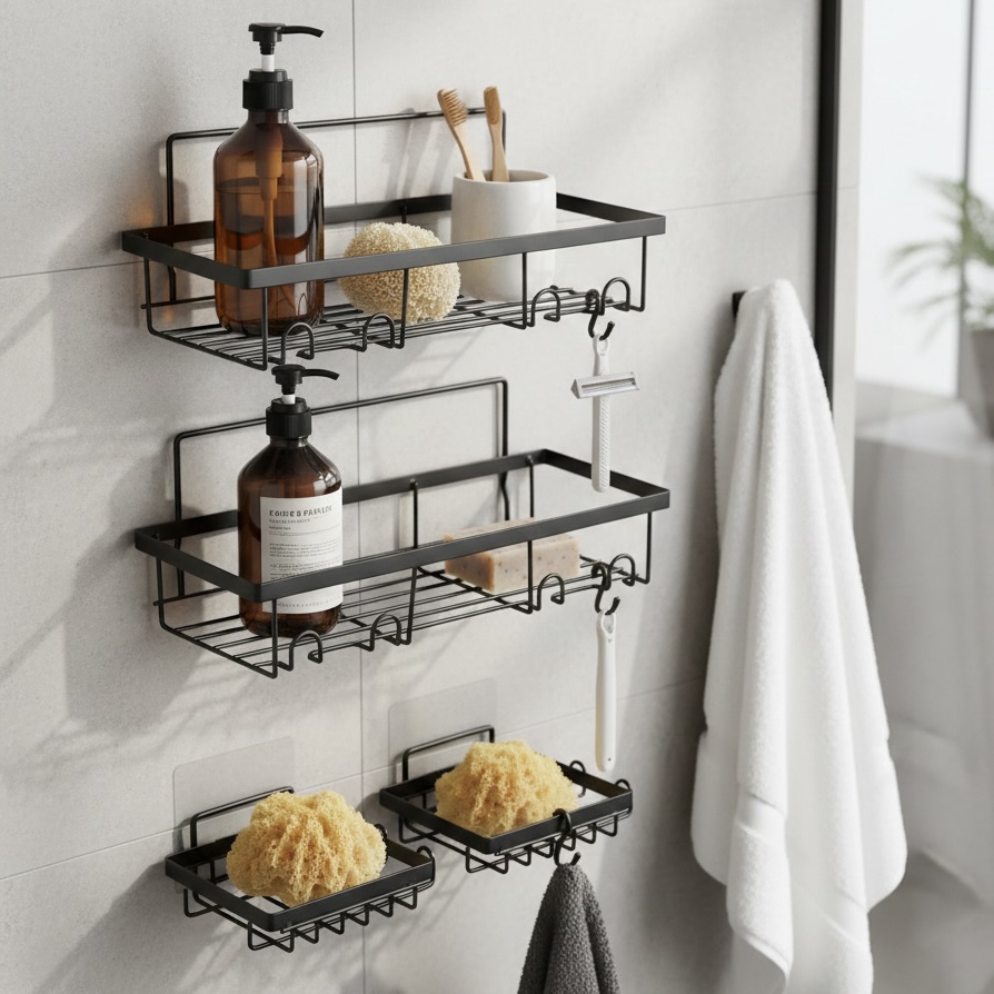 4-Piece Self-Adhesive Shower Caddy Set