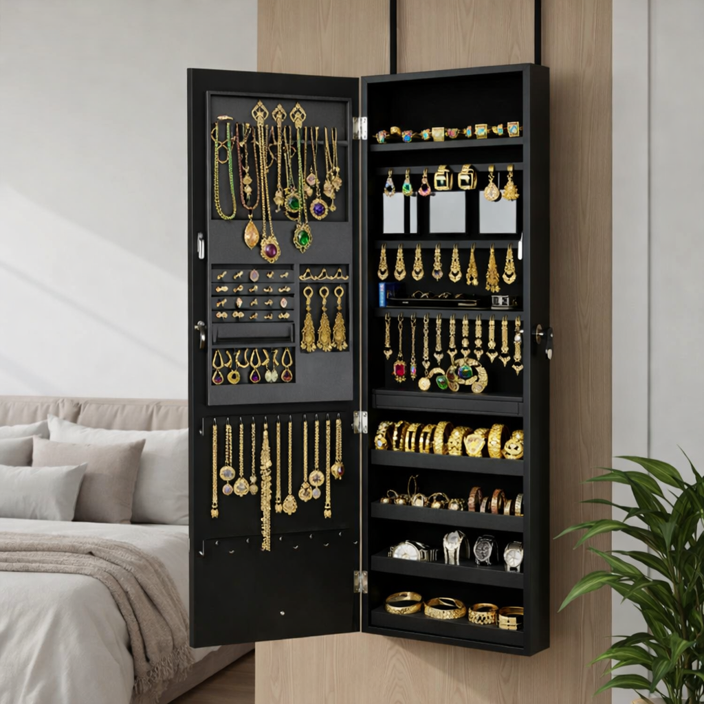 Opal Hanging Mirror Jewellery Cabinet