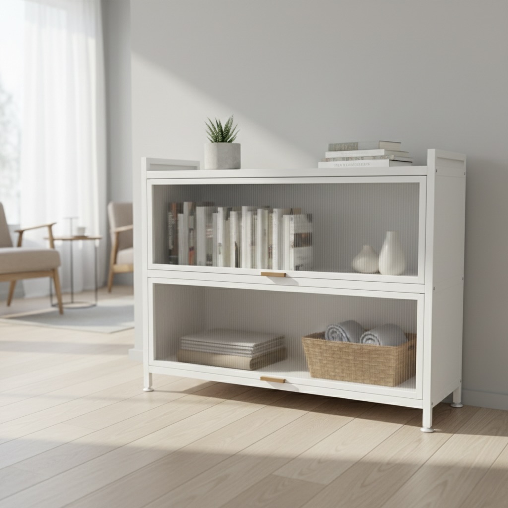 3-Tier Ribbed Multifunctional Storage Cabinet