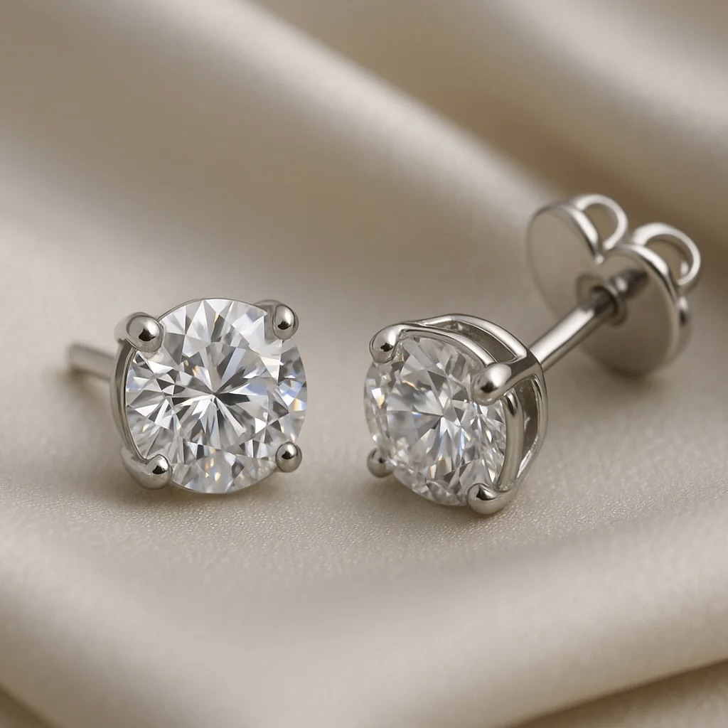 9kt White Gold Round Lab-Grown Diamond Stud Earrings