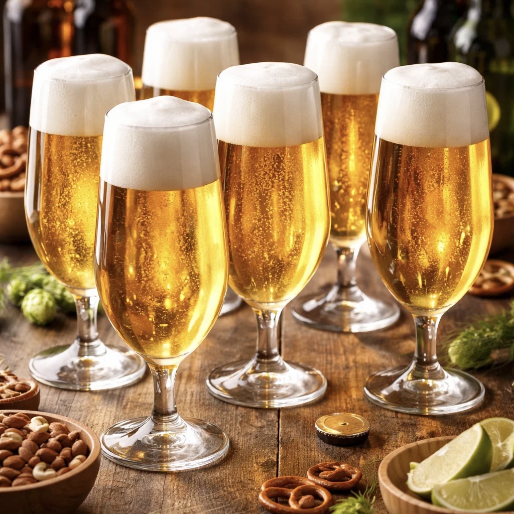 6x Lara Crystal Pilsner Beer Glasses