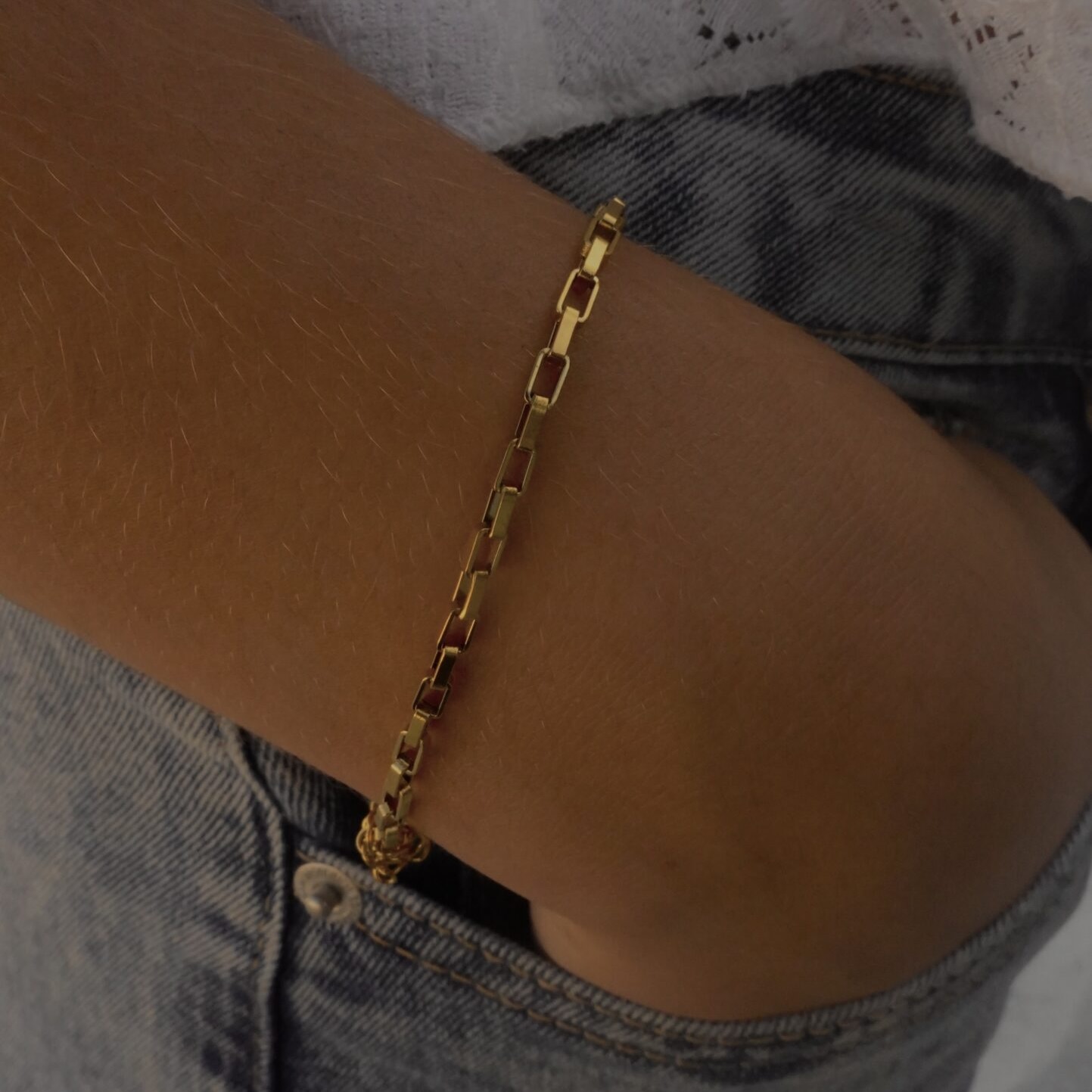 18k Gold Plated Box Bracelet