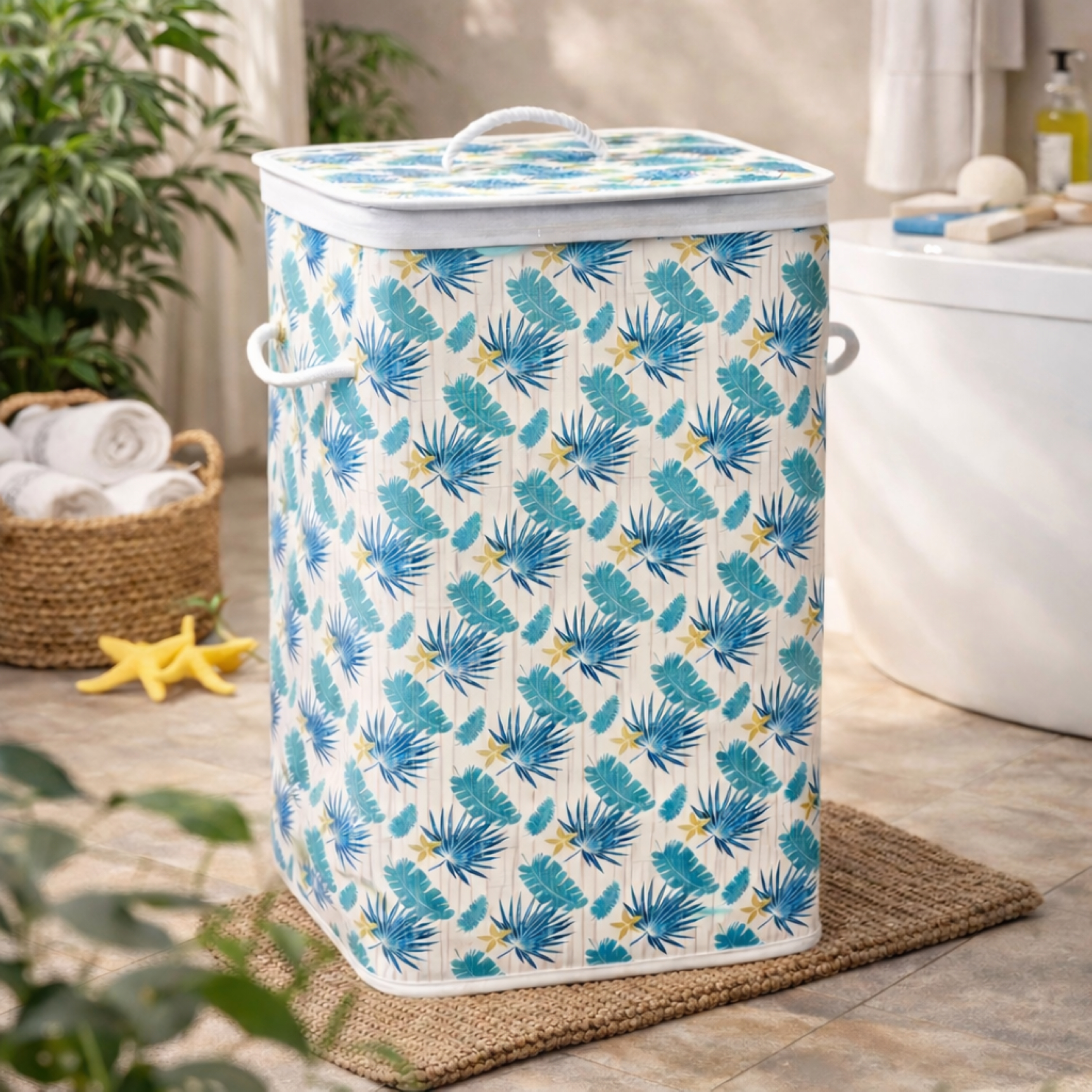 Isla Palm Bamboo Laundry Basket with Lid