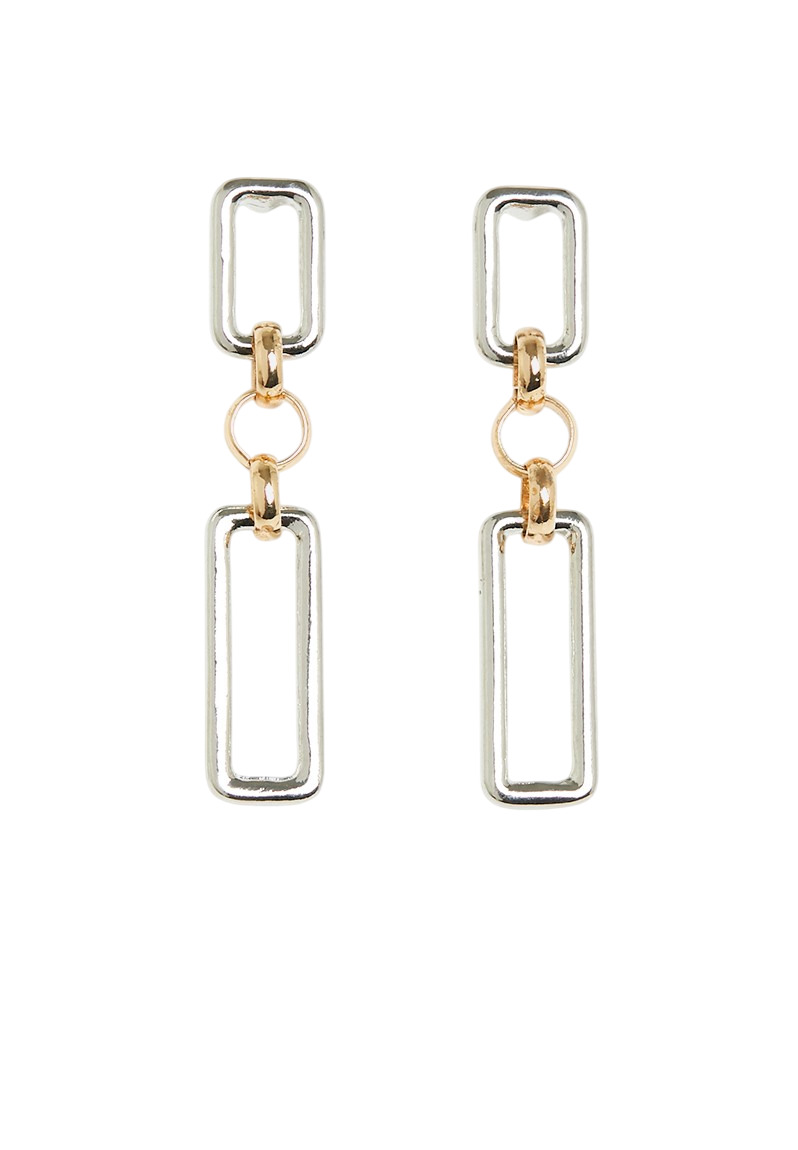 2x Lutetia Two-Tone Geometric Drop Earrings
