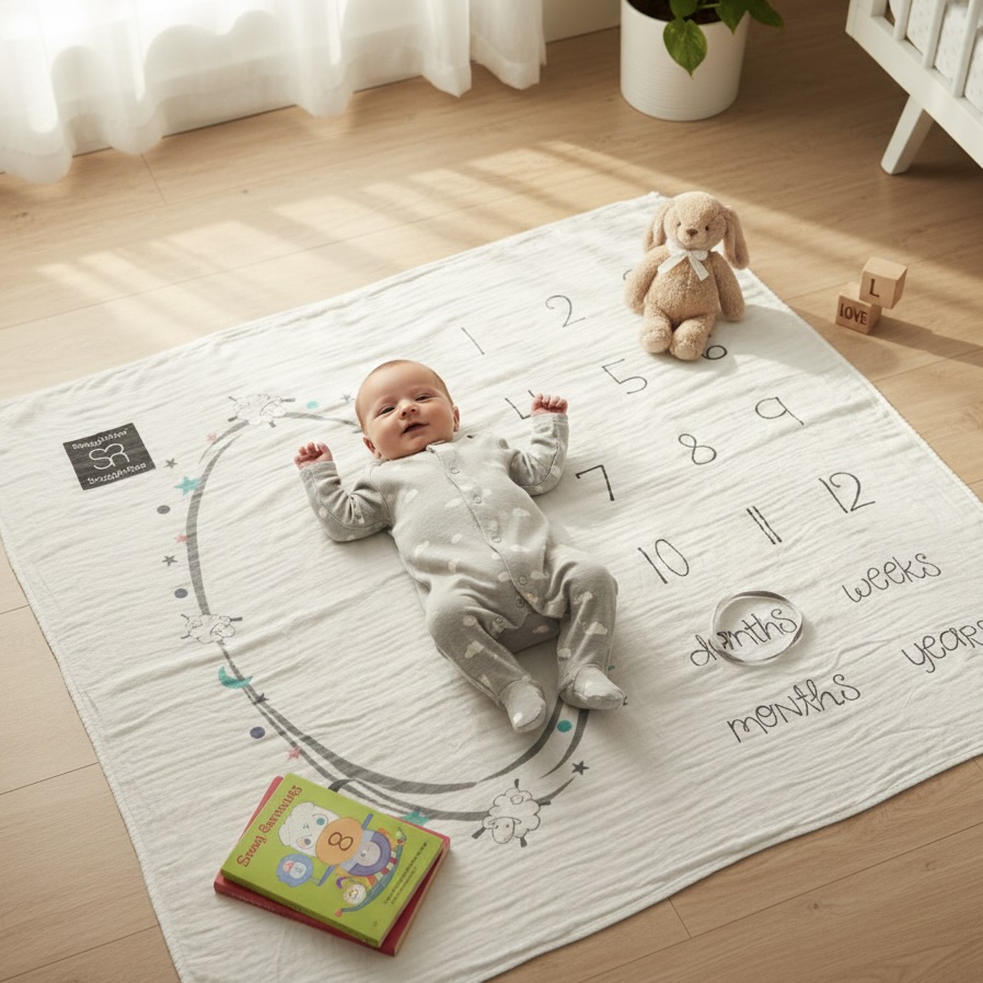 SnuggleRoo Newborn Baby Monthly Milestone Blanket