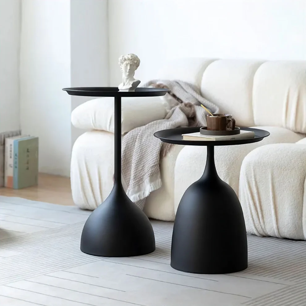 2-Piece Bell-Base Iron Side Table Set