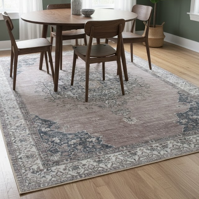 Lunar Intricate Pink Vintage Rug