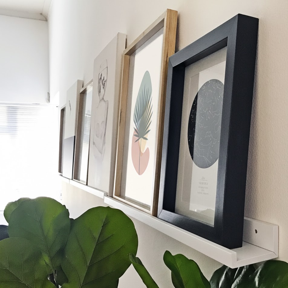 2x DIY Floating Picture Ledge Shelves