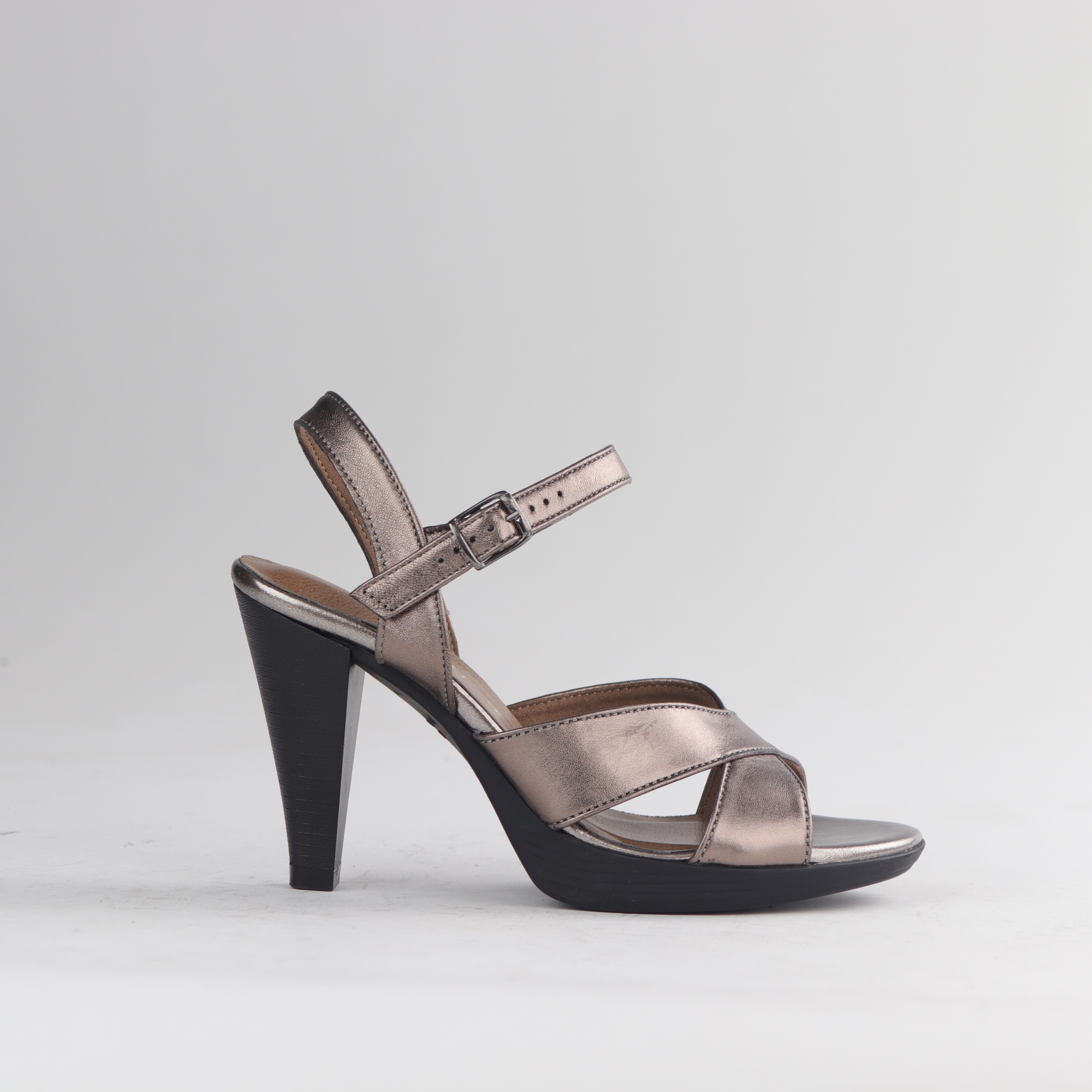 Ladies Genuine Leather Crossover Strap Platform Heels