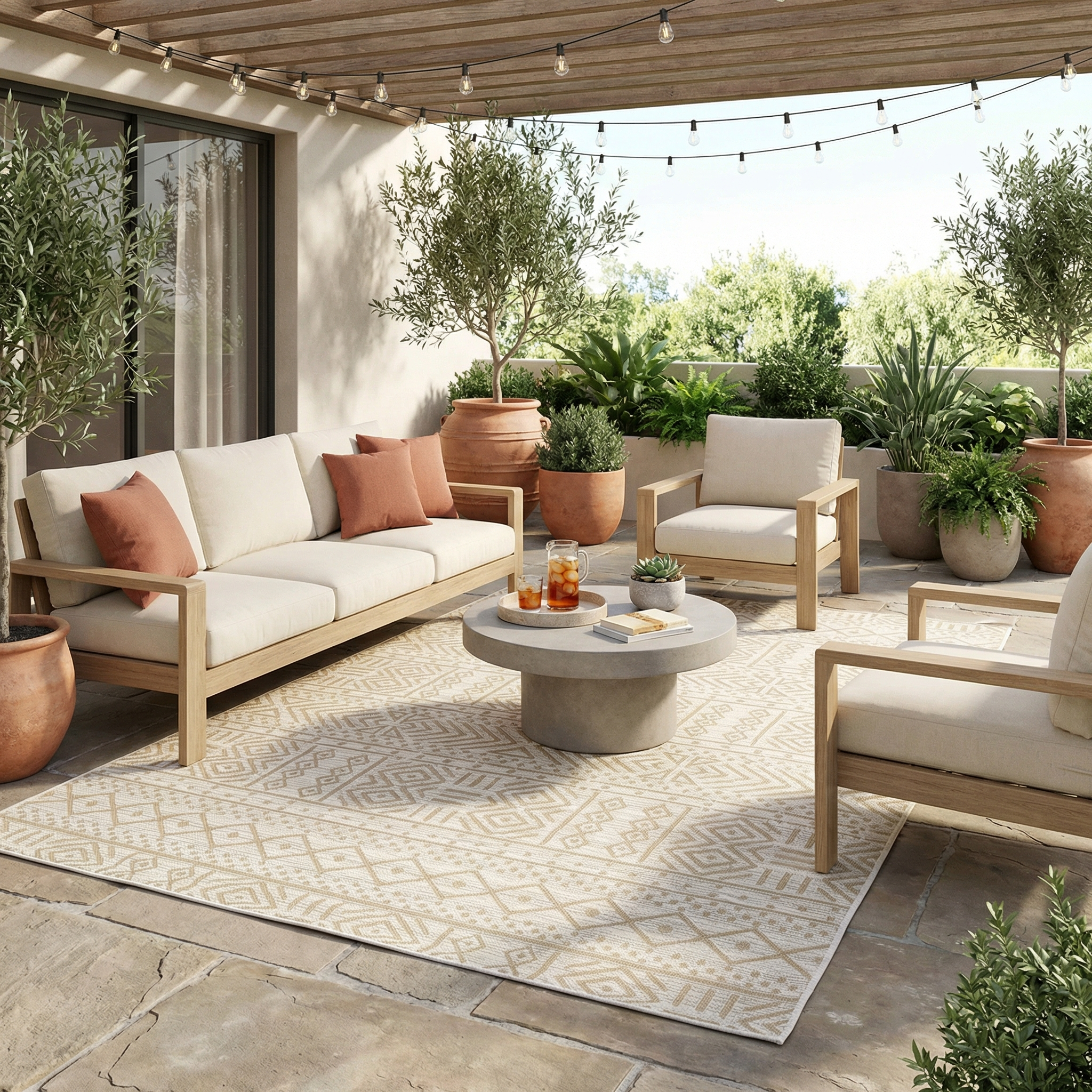 Allaperto Tribal Neutral Indoor/Outdoor Rug