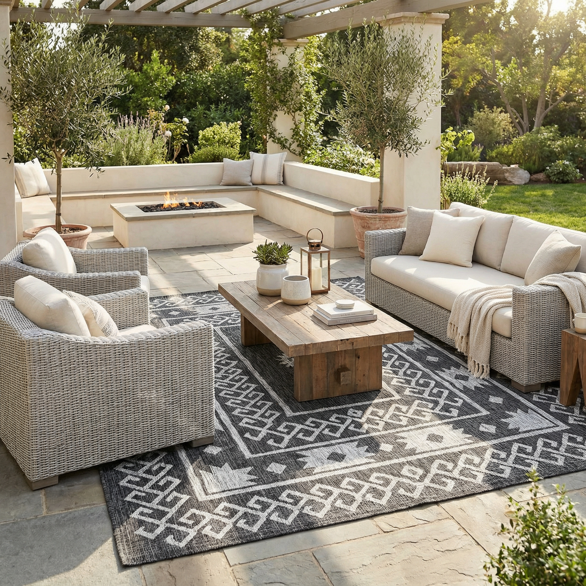 Allaperto Geometric Grey Indoor/Outdoor Rug