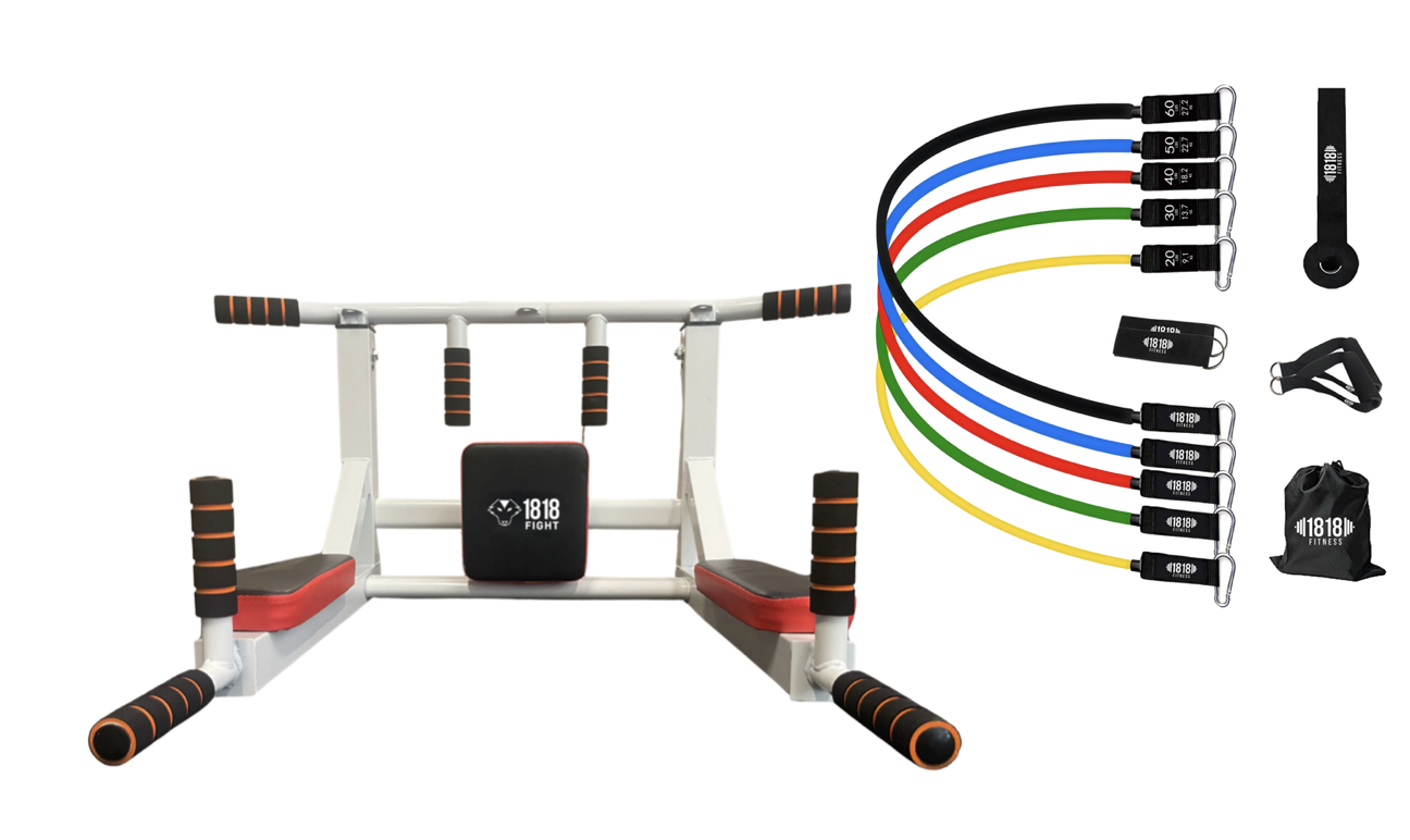 Two-Way Dip, Ab and Pull-Up Mount with 11-Piece Resistance Bands Kit