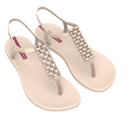 Ladies Beige Pink Weave Sandals