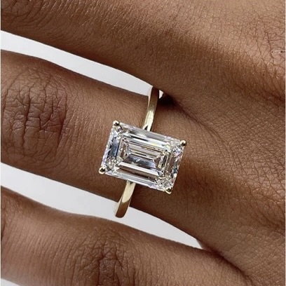 Emerald Shape Lab Grown Diamond Solitaire Ring