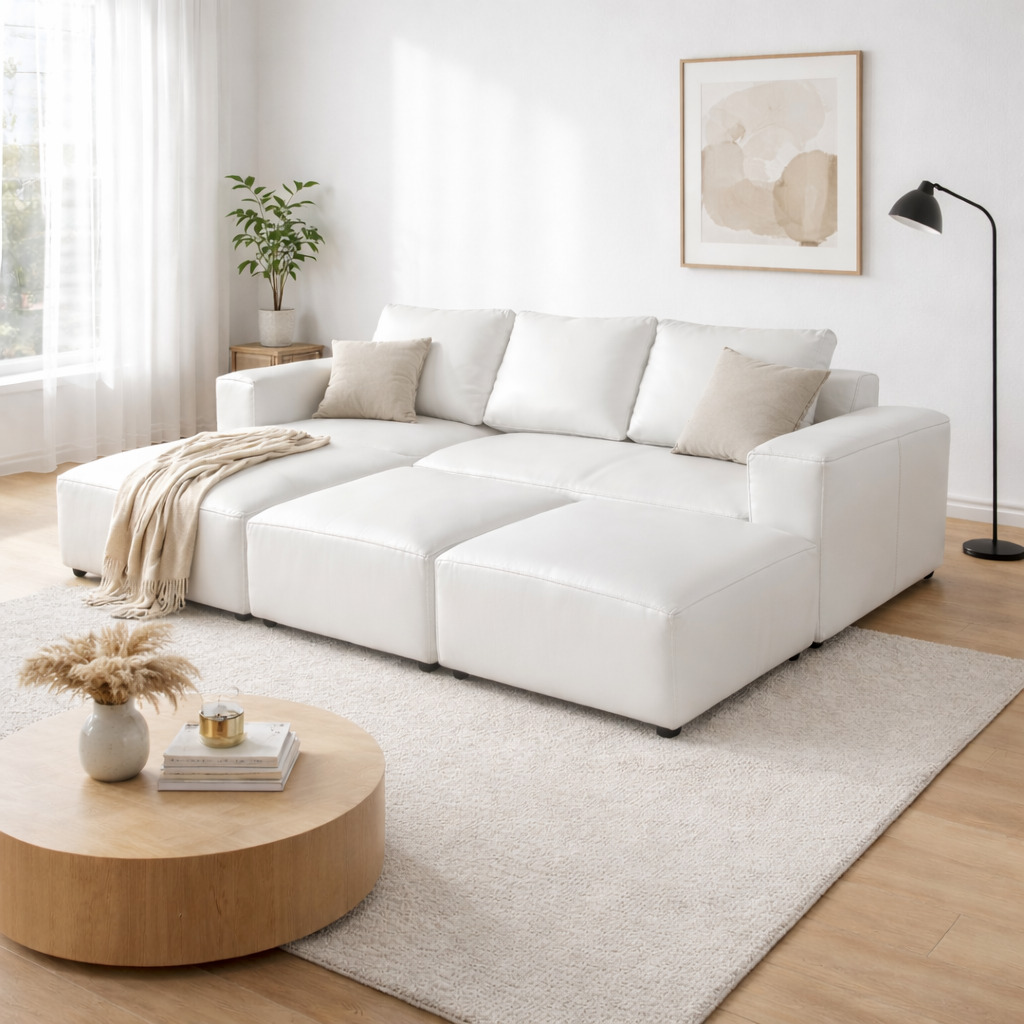 44% off on Sicily Leather L-Shape Couch | OneDayOnly