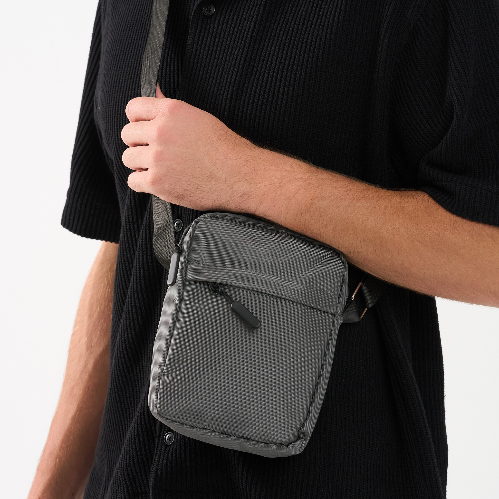 Multi-Pocket Canvas Crossbody Bag