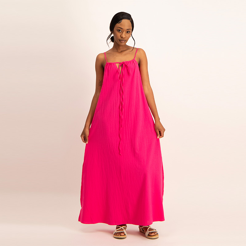 Ladies Strappy Tie Front Maxi Dress