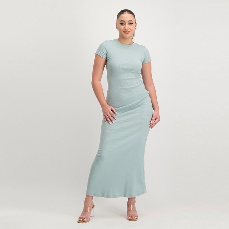 Ladies Cap Sleeve Rib Bodycon Dress
