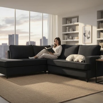 3-Seater L-Shape Velvet Couch