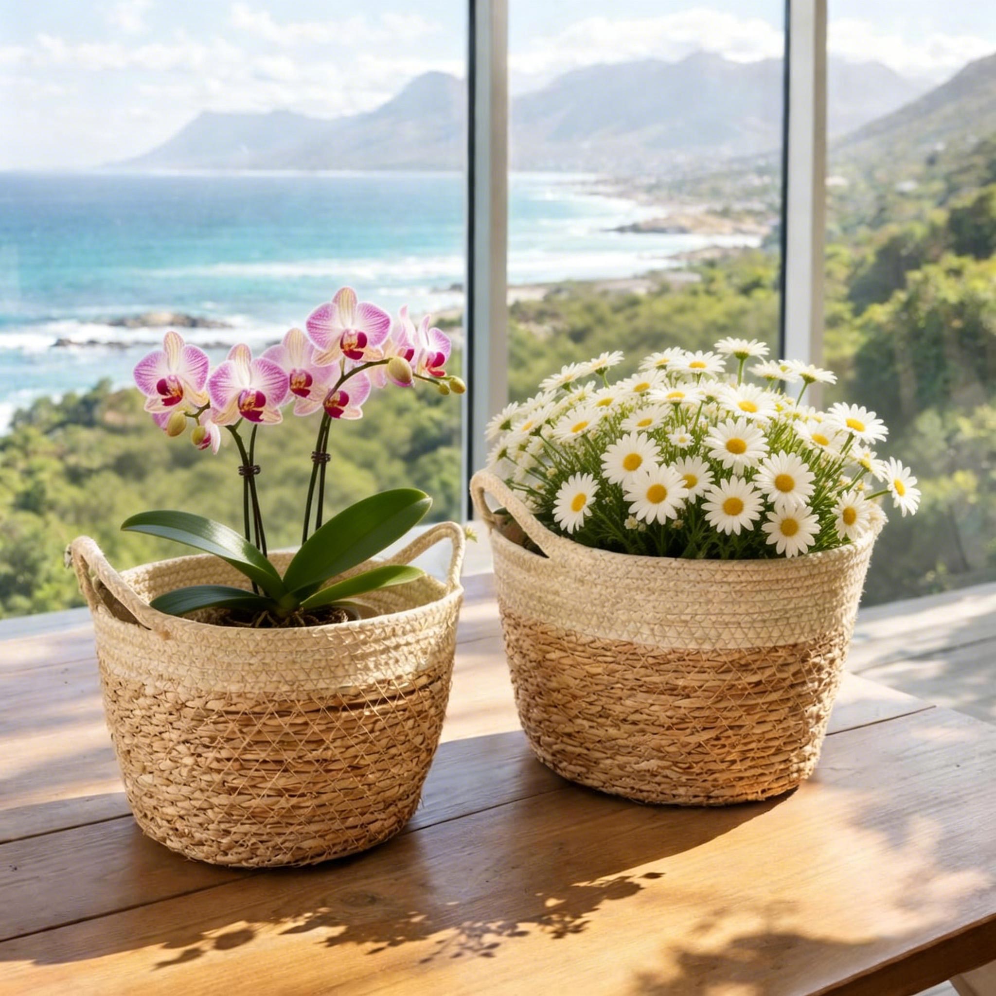 2-Piece Decorative Woven Plant Basket Set