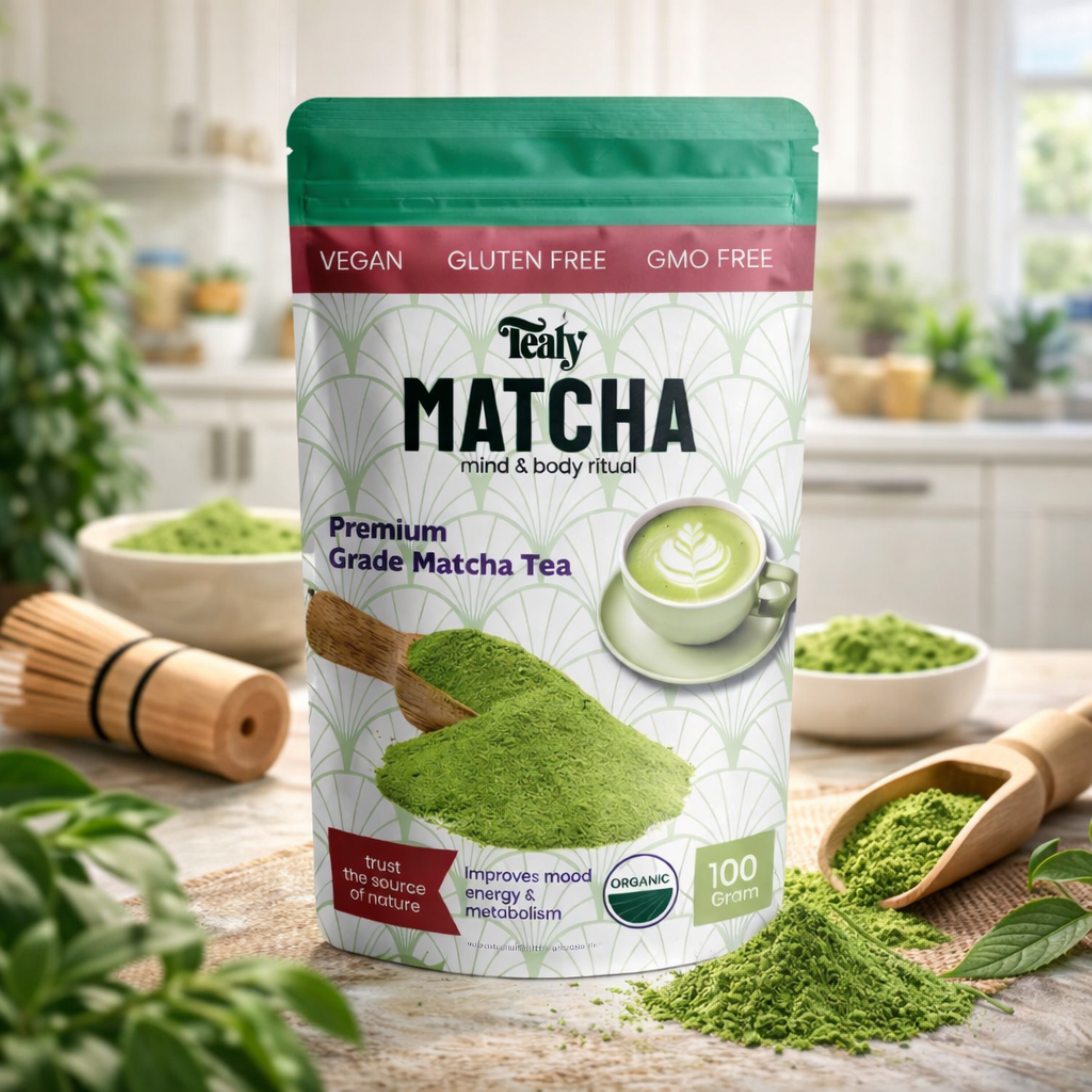 100g 100% Organic Green Matcha Tea Powder