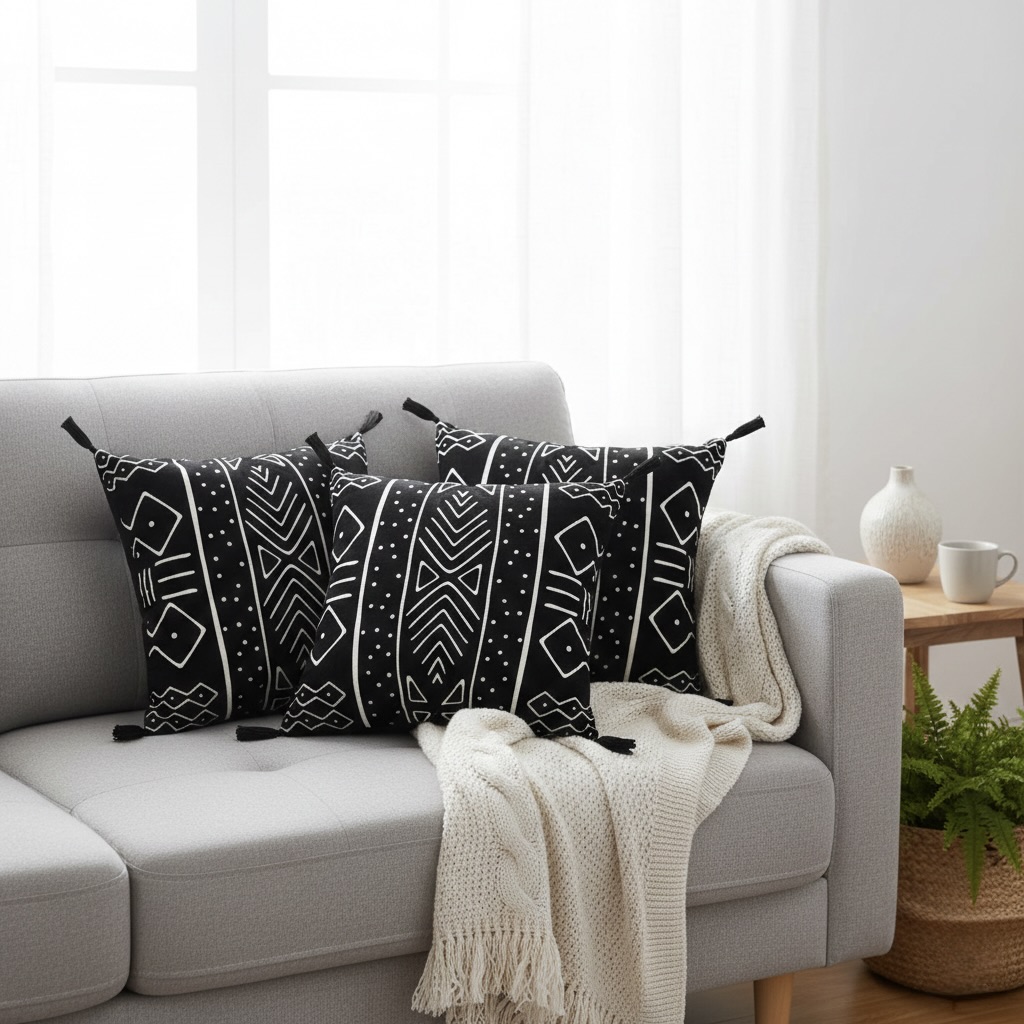 3x Velvet Cushions with Filling