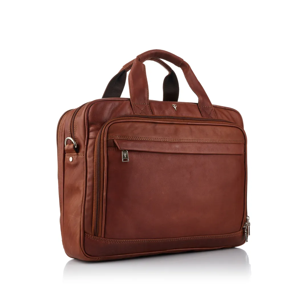 15' Genuine Leather Enzo Multi Compartment Laptop Bag
