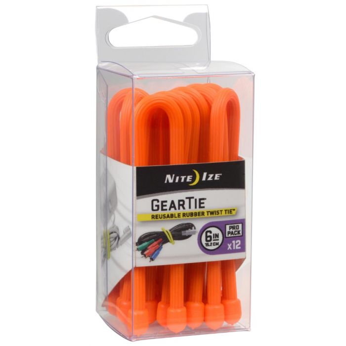 12x 152mm Gear Ties Pro Pack Reusable Rubber