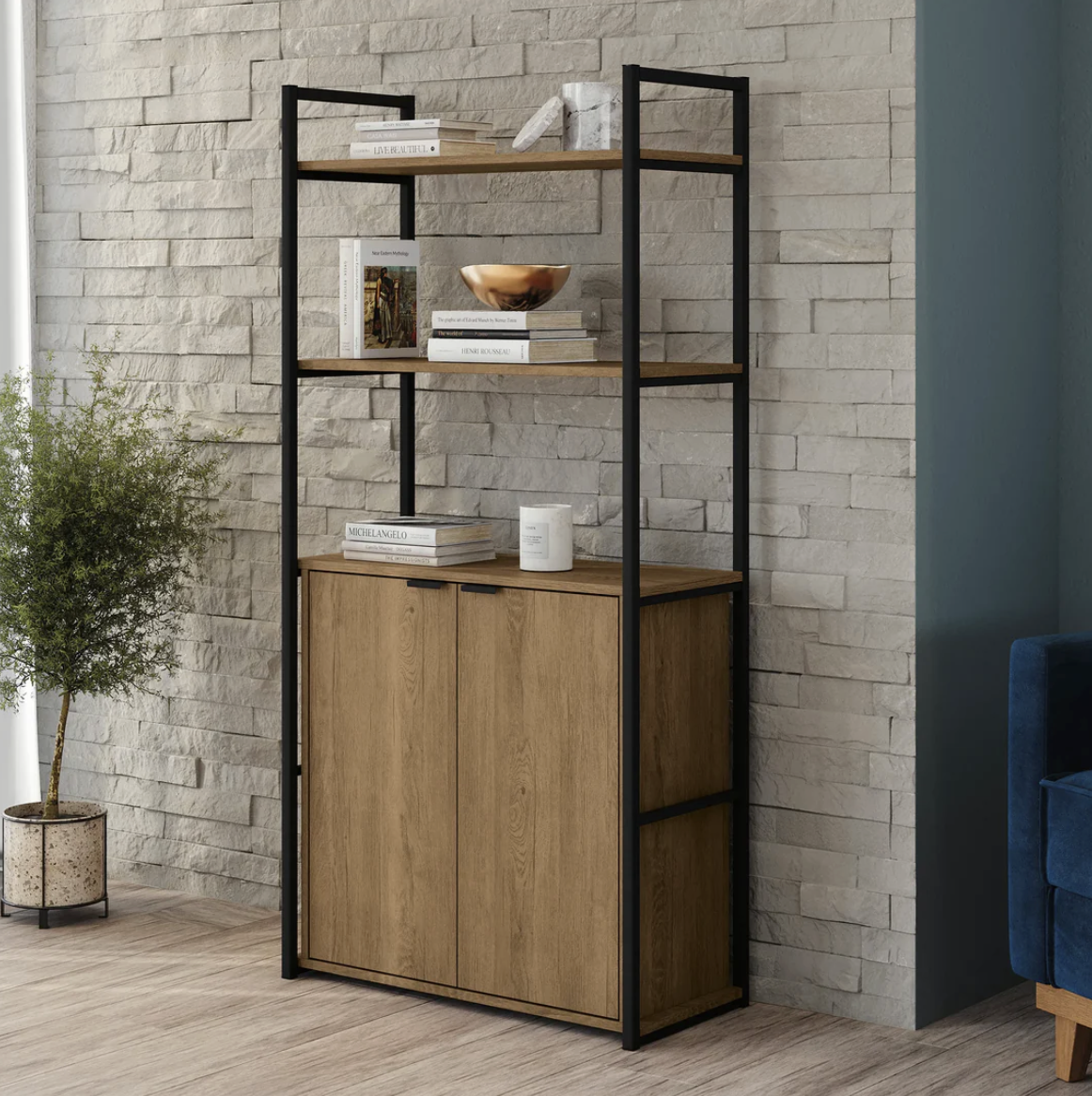 2-Door High Bookcase Shelf