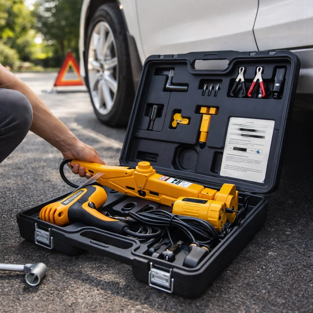 12V 2-in-1 Electric 2-Ton Scissor Jack and Impact Wrench Set