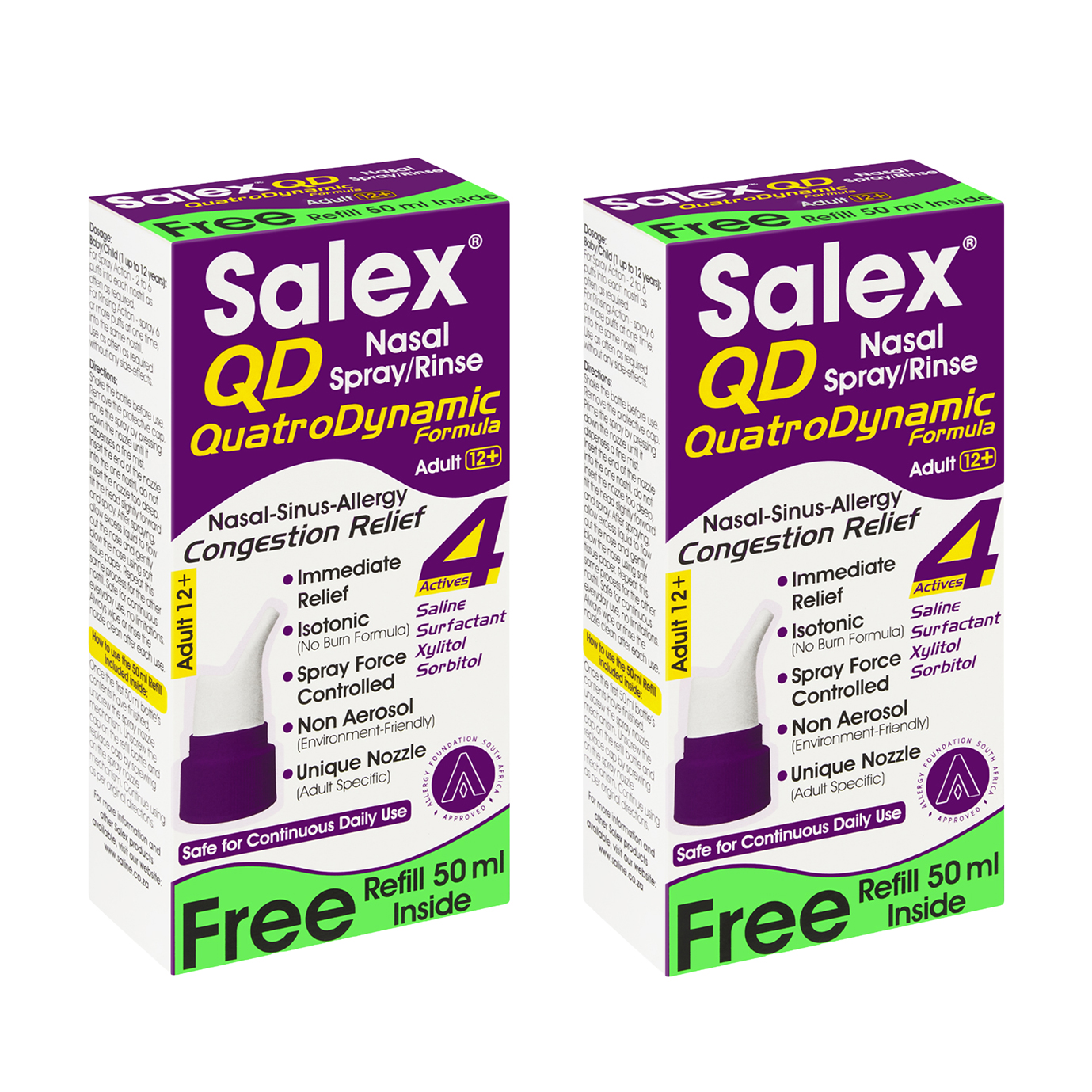 2x 50ml Quatro Dynamic Nasal Sprays/Rinses