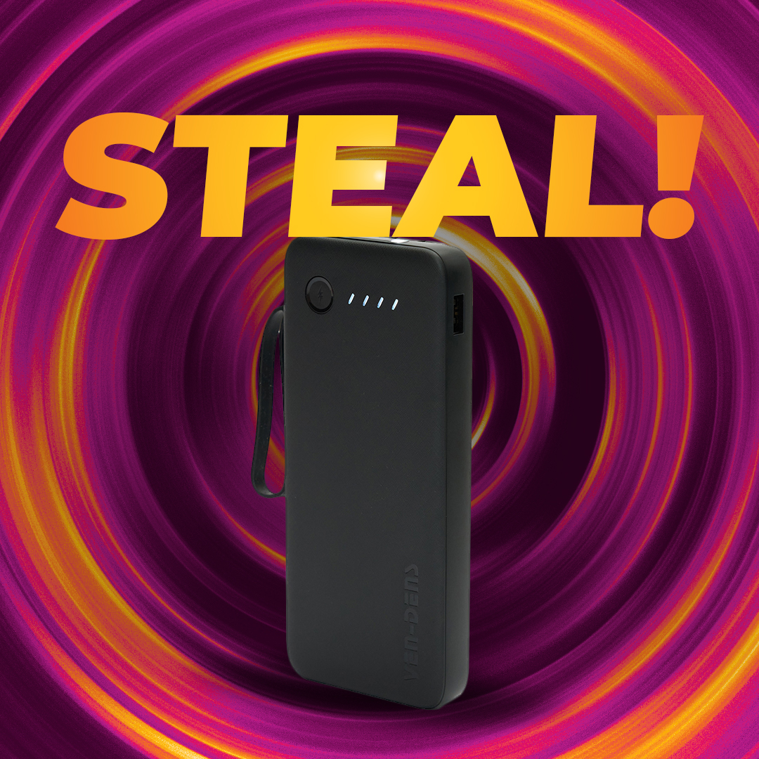 10000 or 20000mAh Power Bank with Built-in Cables