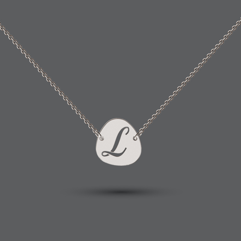 9kt Gold or Sterling Silver Pebble Initial Necklace
