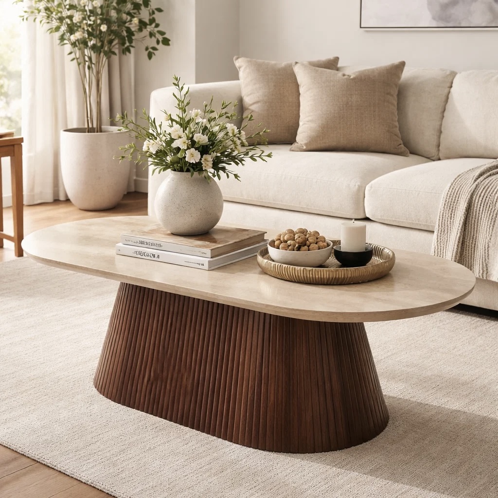 Travertine Style Coffee or Side Table