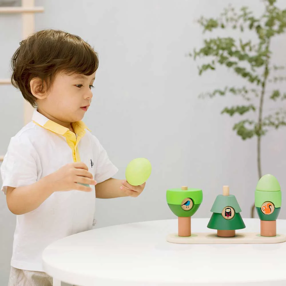 16-Piece Wooden Little Forest Stacking Rings