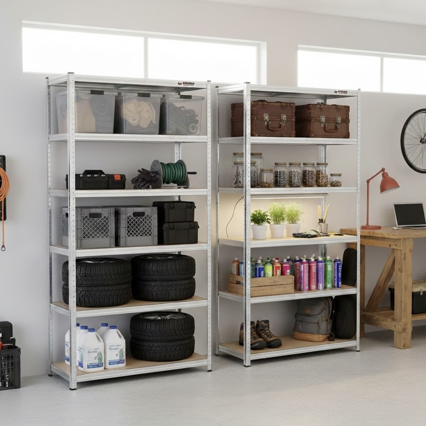 2x 5-Tier Galvanised Storage Shelves