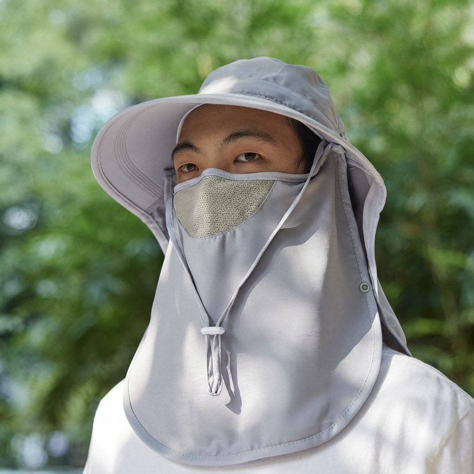 Unisex Sun Protection Hat with Detachable Neck Flap