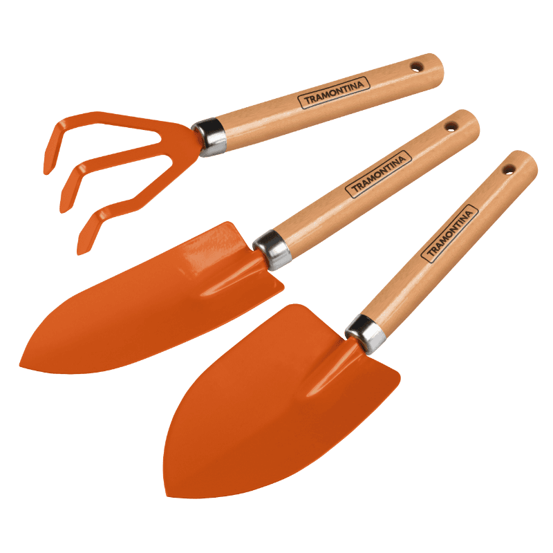 3-Piece Garden Tool Set With Wooden Handle