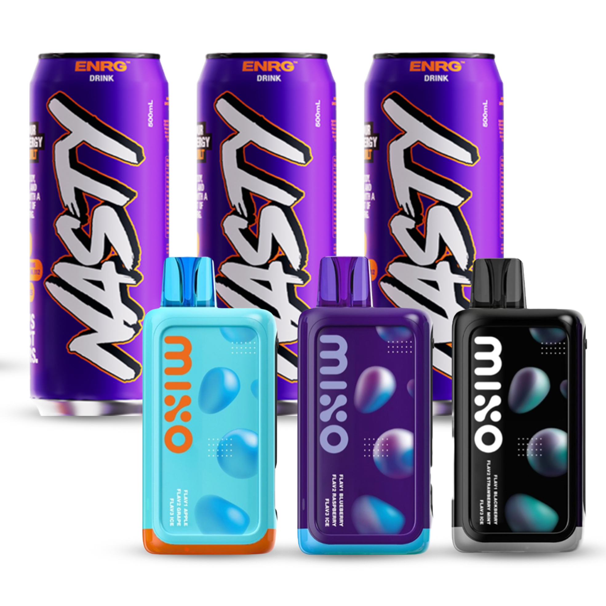 Blueberry Raspberry Ice + Apple Grape Ice + Blackberry Strawberry Mint Ice + Grape Litchi Drink